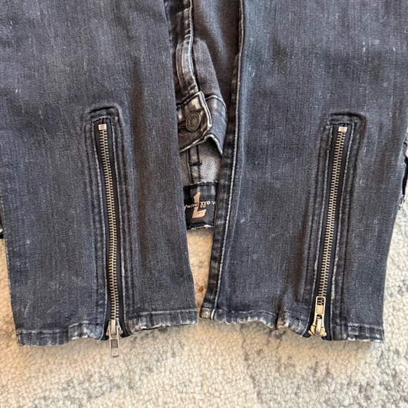 7 For All Mankind Roxanne Black Wash Skinny Zipper Ankle Jeans Womens Size 28 - Picture 6 of 8